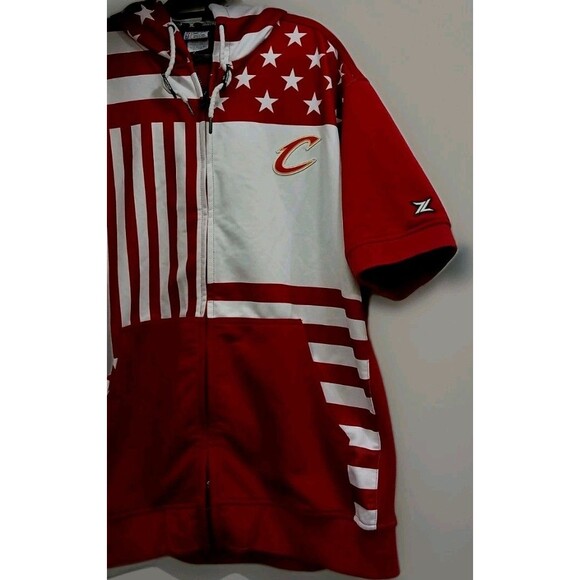 Cleveland Cavaliers Zipway XL Red White Stars Stripes Hoodie Y2K Vintage NBA - Picture 3 of 9